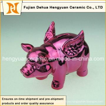 Precioso cerdo de cerámica rosa hucha para decoración del hogar